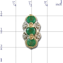 A2194 14K SLIDE WITH 3 ROUND EMERALD & 4 DIAMONDS 